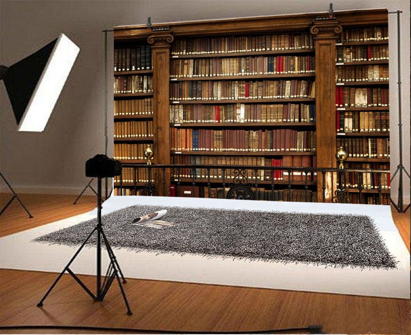 Yeele 10x8ft Wooden Bookshelf Backdrop Library School Books Collection Photography Background Students Adult Artistic Photo Booth Shooting Studio Props - Image 1